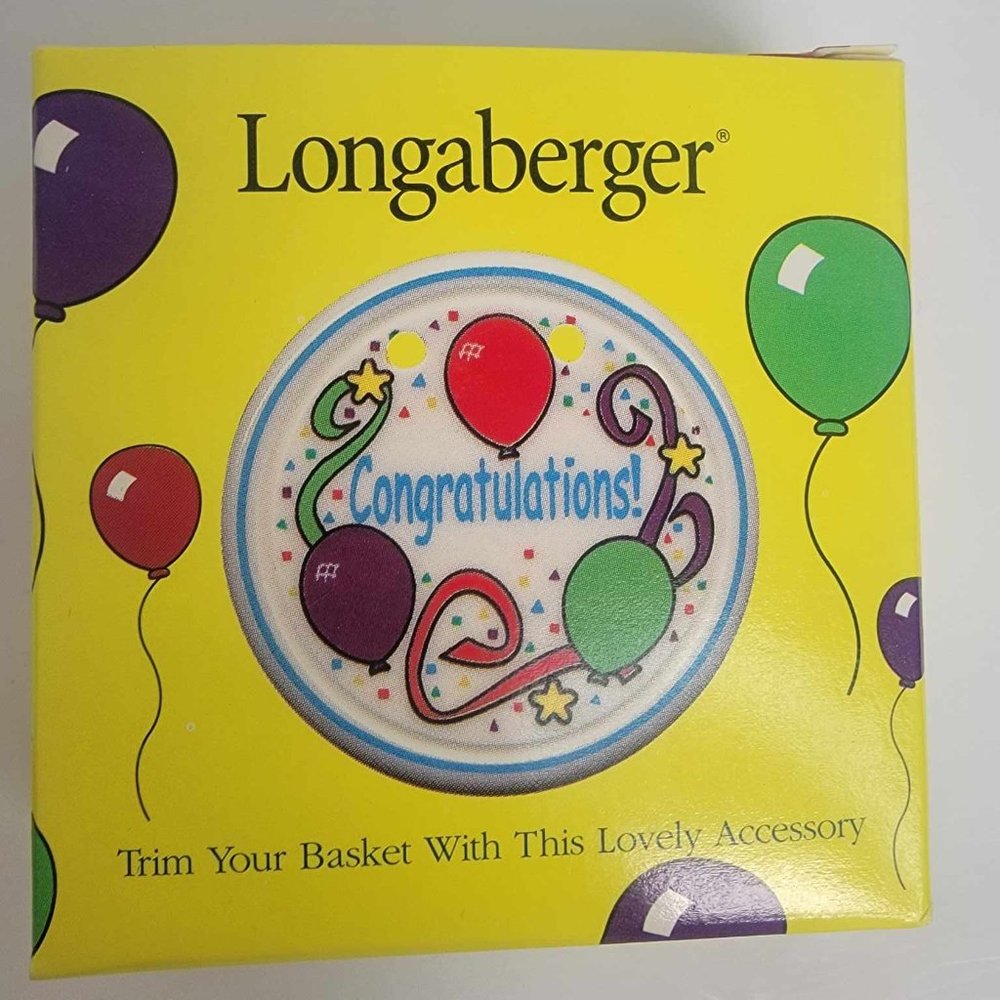 LONGABERGER "Congratulations" TIE-ON BASKET 1997 ACCESSORY #33685 NIB